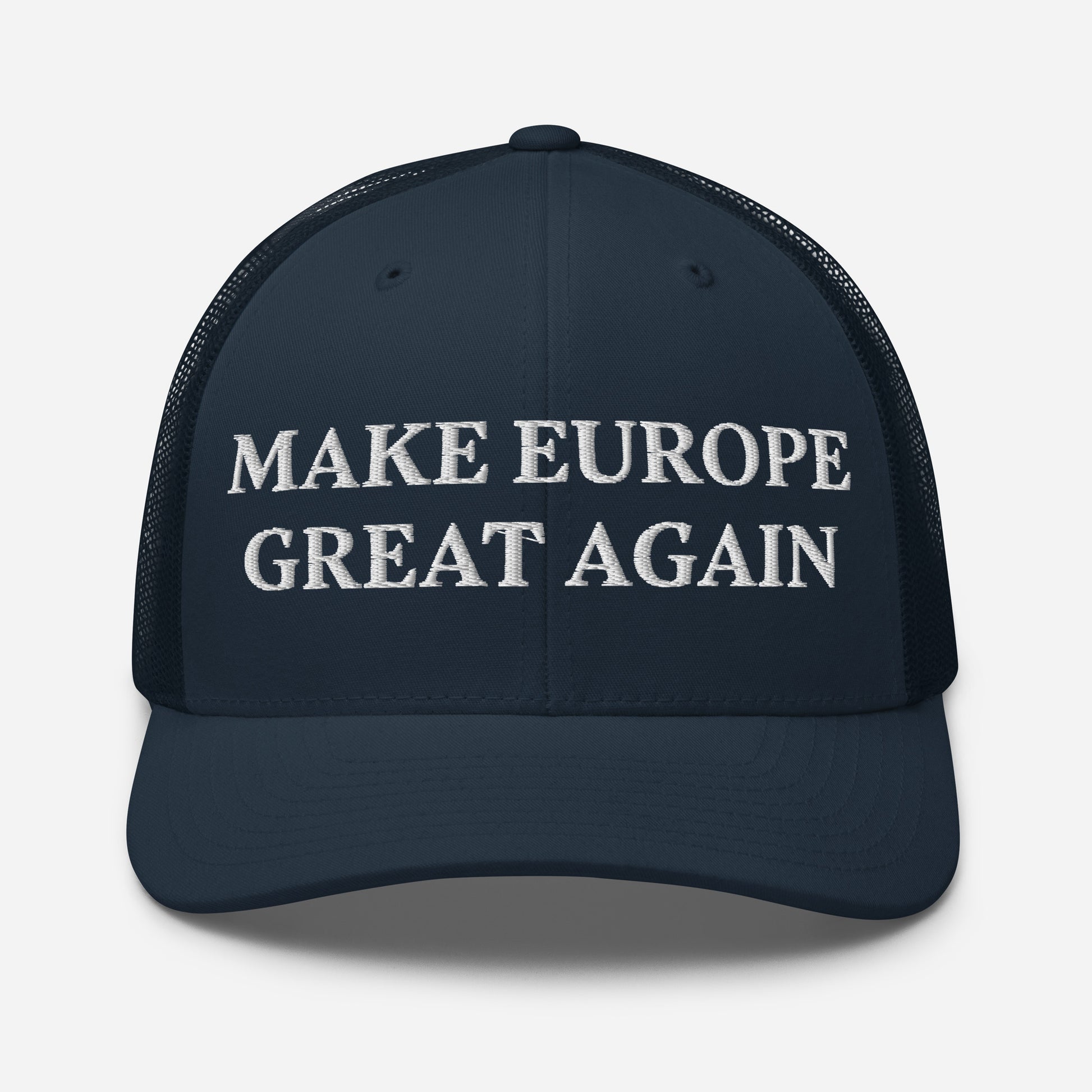 Casquette Make Europe Great Again - Marine, Style Trucker Ajustable avec Broderie Blanche
