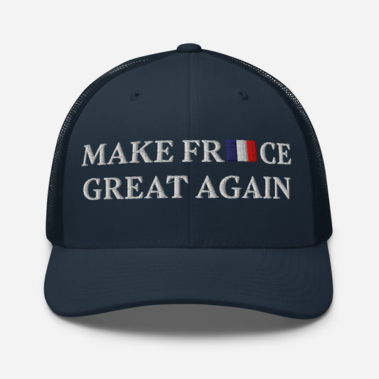 Casquette Make France Great Again - Marine avec Broderie Drapeau Français, Style Trucker Ajustable