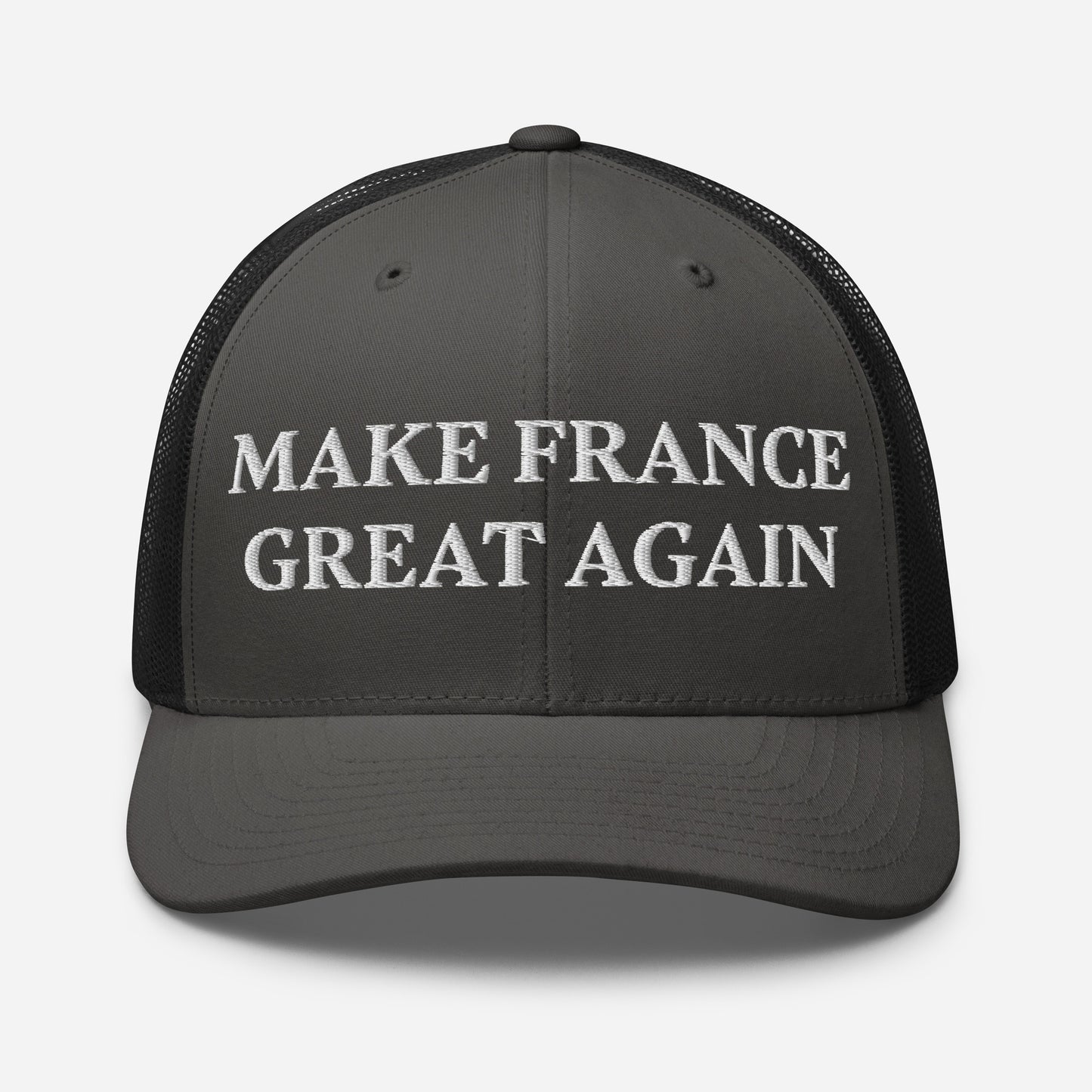 Casquette Make France Great Again - Trucker Noire et Charbon avec Broderie Blanche